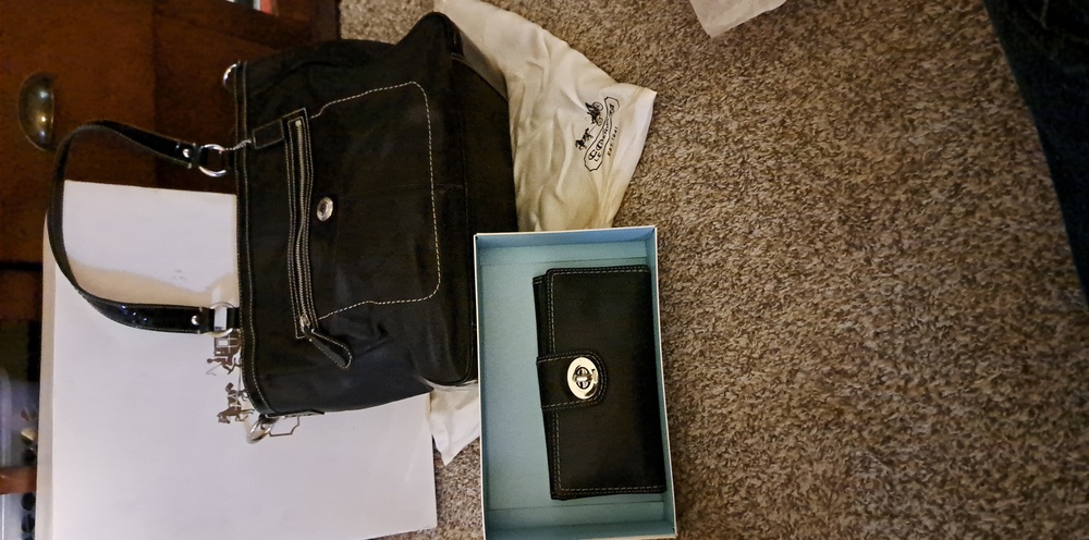 Coach Black Tote and Wallet Set